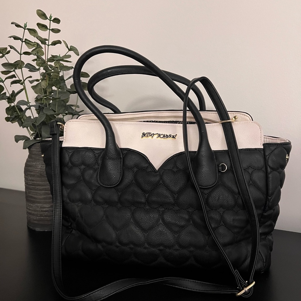 Betsey Johnson Black and Cream Satchel